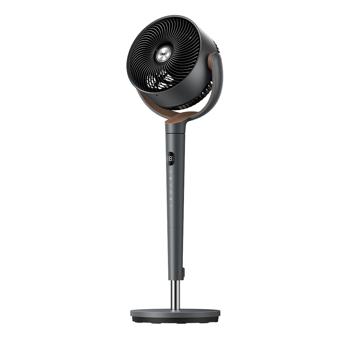 Grey DREO TurboPoly Fan 512 pedestal fan.