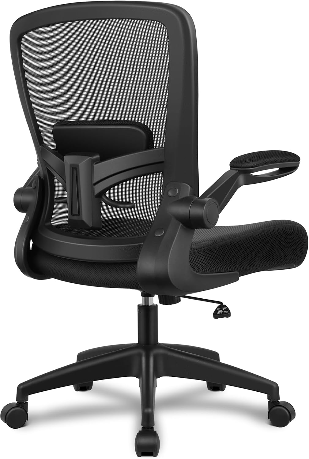 Black FelixKing FK-918-W mesh office chair with flip-up arms.