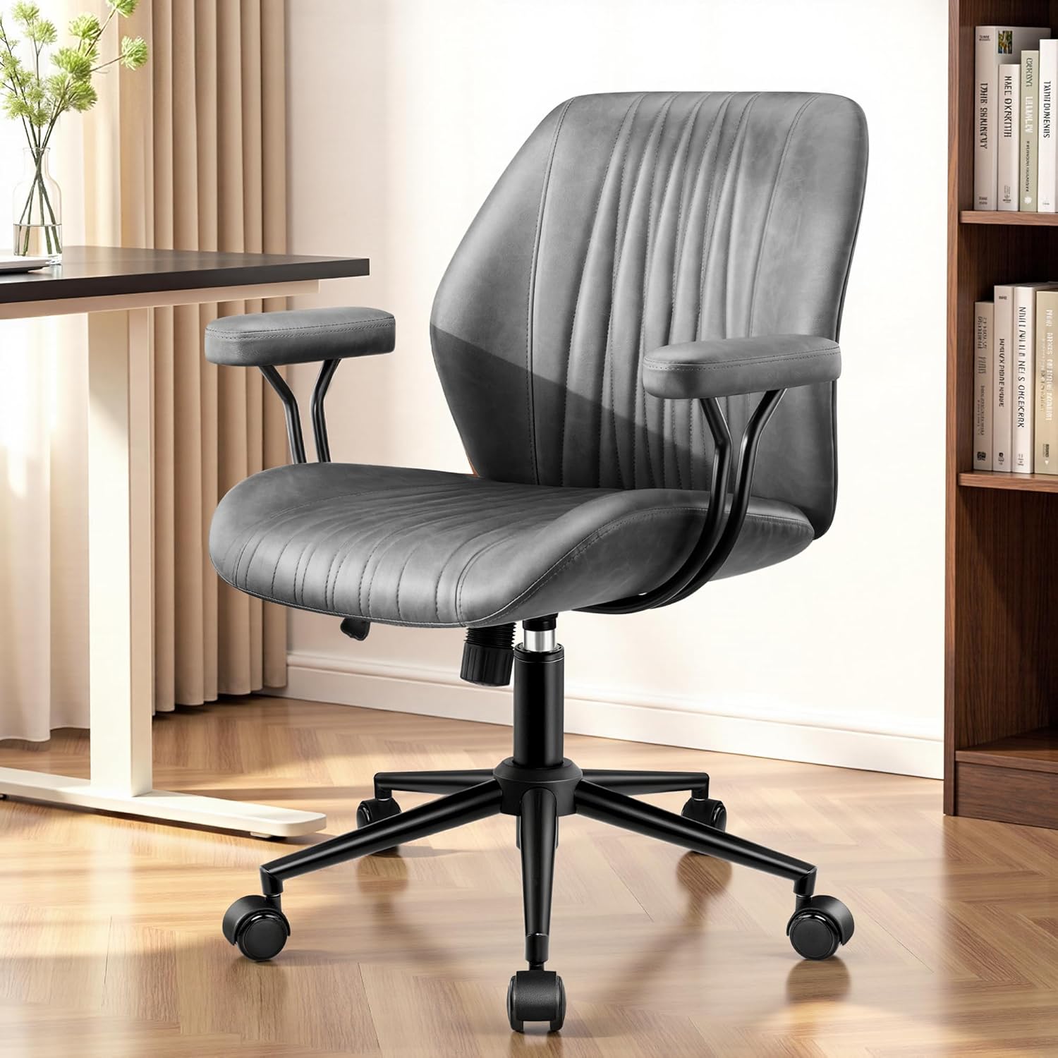 Dark grey HeroSet RH-2014 mid-back office chair with removable armrests.